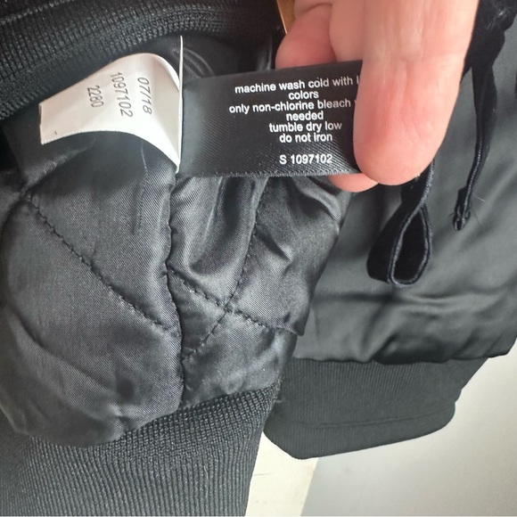 Lane Bryant Black Satin Bomber Jacket W/Velvet Lace Up Front Detail Size 18/20 - Picture 12 of 15